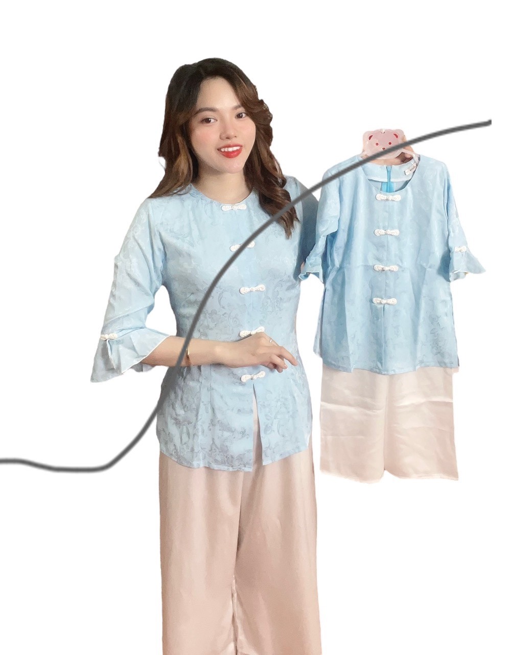 ÁO BÀ BA CÁCH TÂN CÚT TÀU MẸ VÀ BÉ