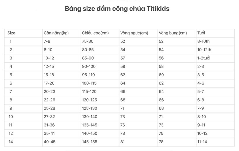 Đầm Váy Công Chúa Trẻ Em Cao Cấp Titikids CC212