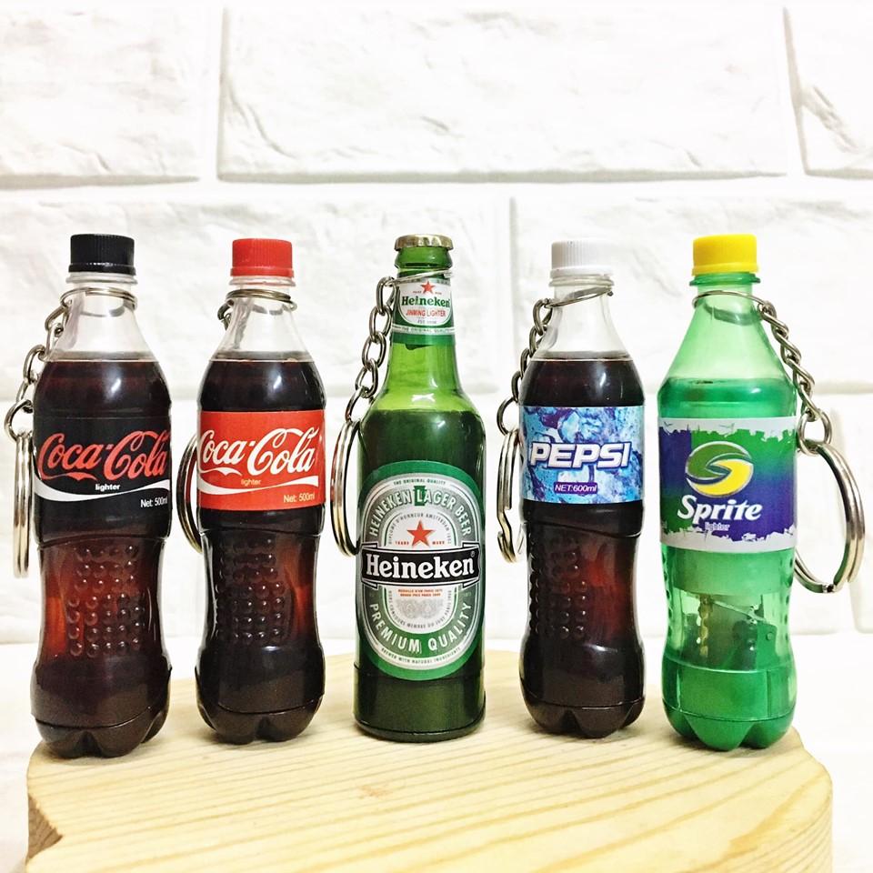 [HCM]BẬT LỬA - MÓC KHÓA HÌNH CHAI NƯỚC CÁC KIỂU - (XÀI GAS)