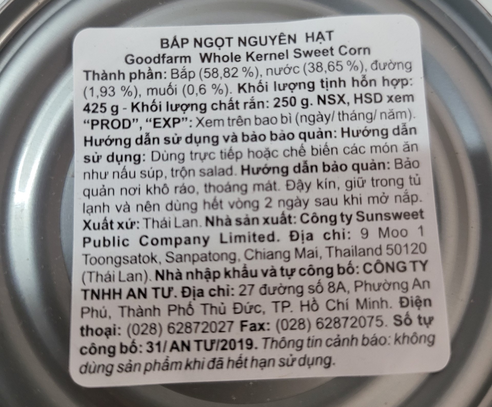 [Hộp 425g] BẮP NGỌT NGUYÊN HẠT [Thailand] GOODFARM Whole Kernel Sweet Corn (halal)