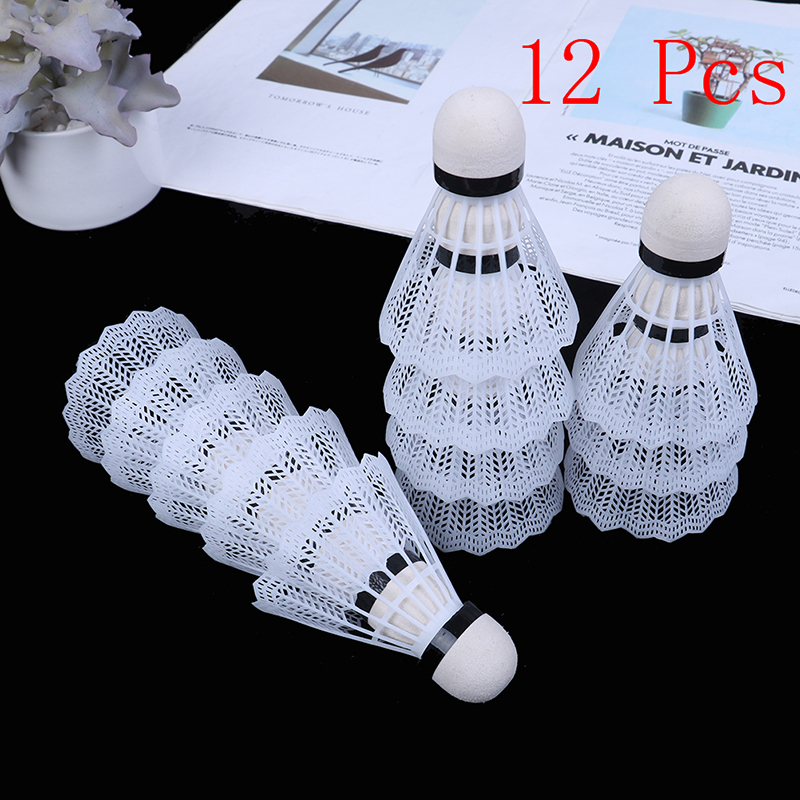 12 quả cầu lông nhựa màu trắng quả cầu lông thể thao tập luyện thể thao