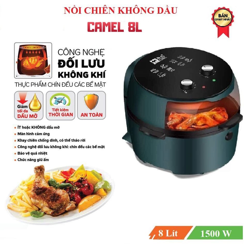 NỒI CHIÊN KHÔNG DẦU CAMEL 8 LÍT ( MẪU TRÒN )
