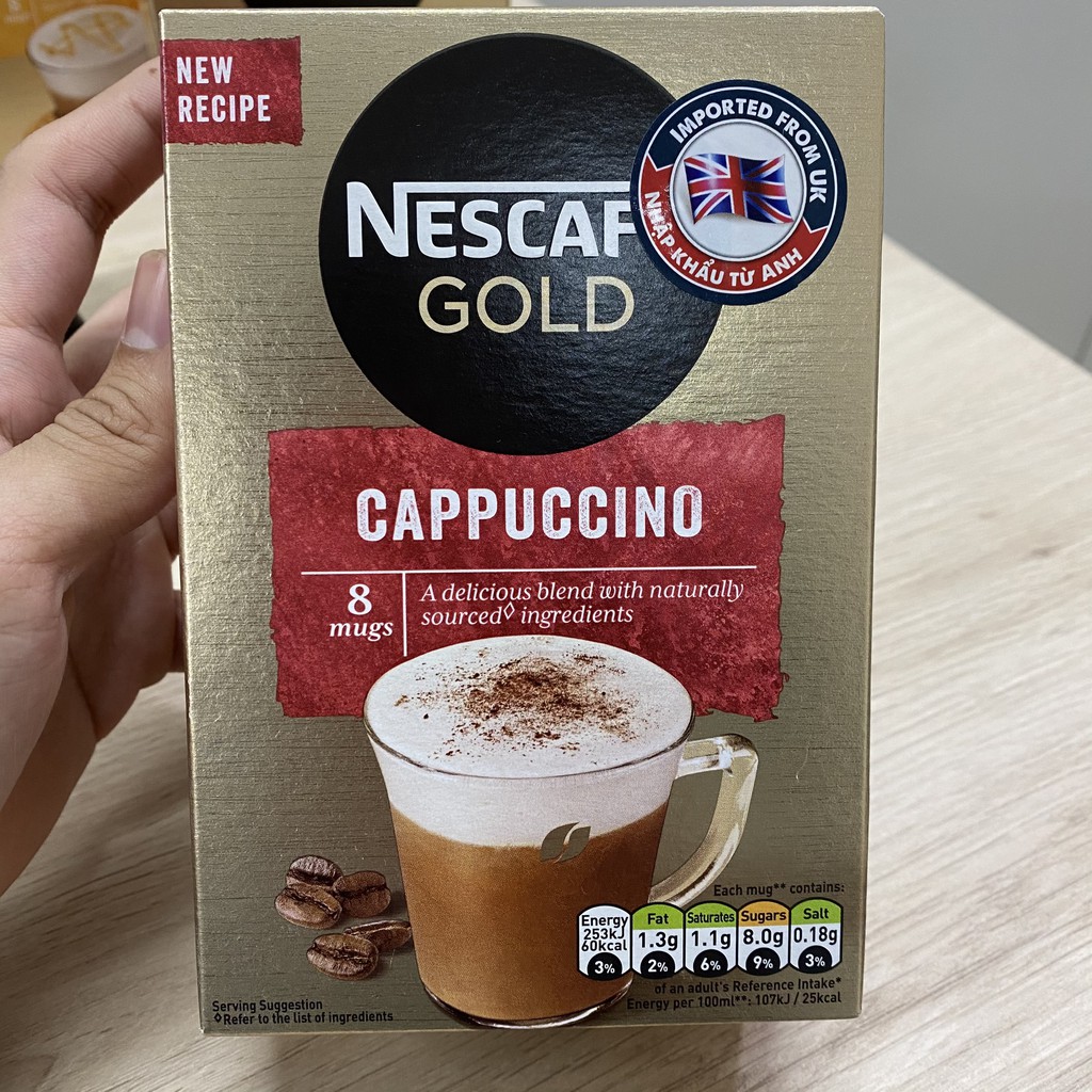 CÀ PHÊ HÒA TAN NESCAFE GOLD UK (HỘP GIẤY 8 GÓI)