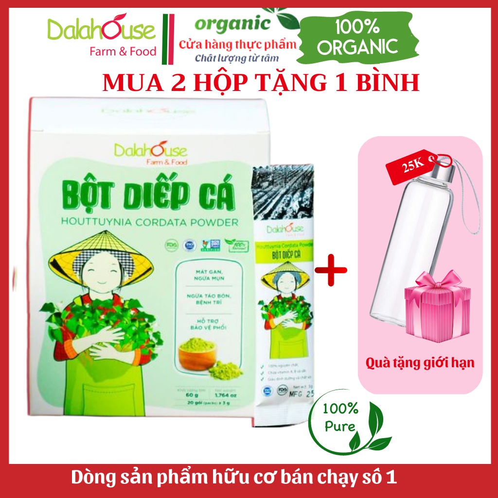 Bột diếp cá dalahouse sấy lạnh, chất lượng hữu cơ nguyên chất, date mới, hộp 60 gr