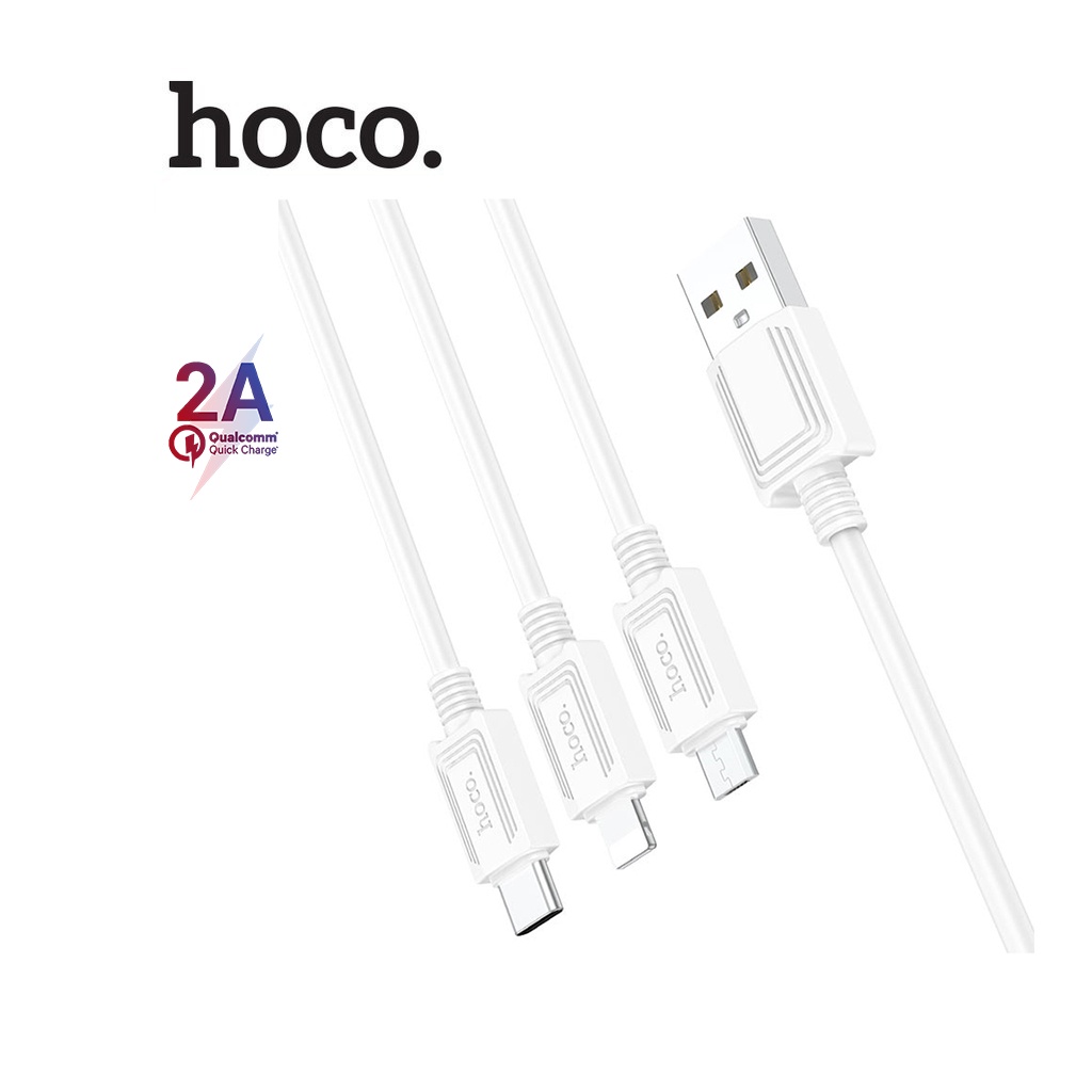 Cáp sạc 3in1 hoco x74 micro+type-c+lightning sạc 2.0a dài 1m cho smartphone