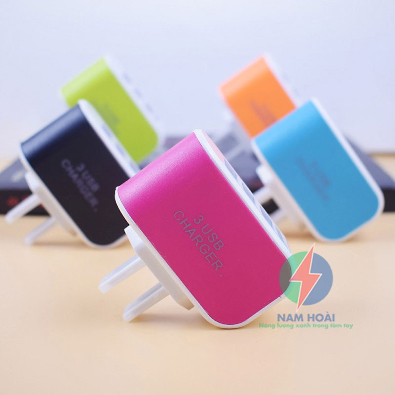 Cốc Sạc 3 Cổng USB Có Đèn LED Nhiều Màu