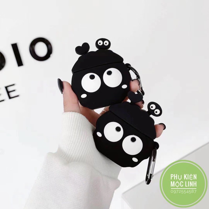 ☘️Tặng kèm móc treo☘️Case Airpod 1 2 3 Pro Mắt lồi tim đen - Vỏ bao bọc Cover đựng tai nghe không dây Airpods