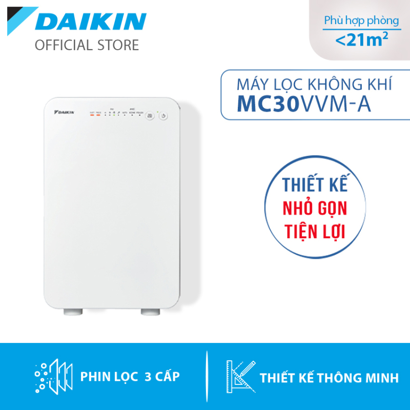 Máy Lọc không khí Daikin MC30VVM-A - Phù hợp phòng 21m2 - Hệ thống phin lọc 3 cấp - Vận hành êm ái - Thiết kế nhỏ gọn - Hàng chính hãng
