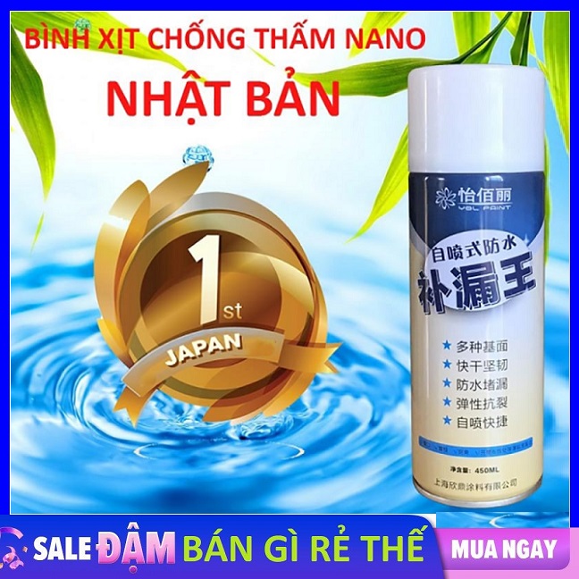 Bình Xịt Chống Thấm Khe Nứt Nano 450Ml, Chống Dột Siêu Bền / Chai dung dịch xịt chống dột - chống thấm nước đa năng