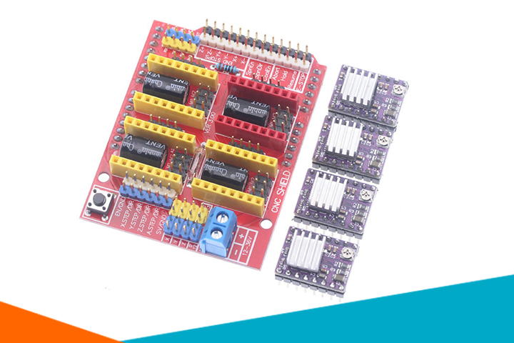 Combo Arduino Uno R3 Dán + Shield Uno R3 + 4 Module DRV8825