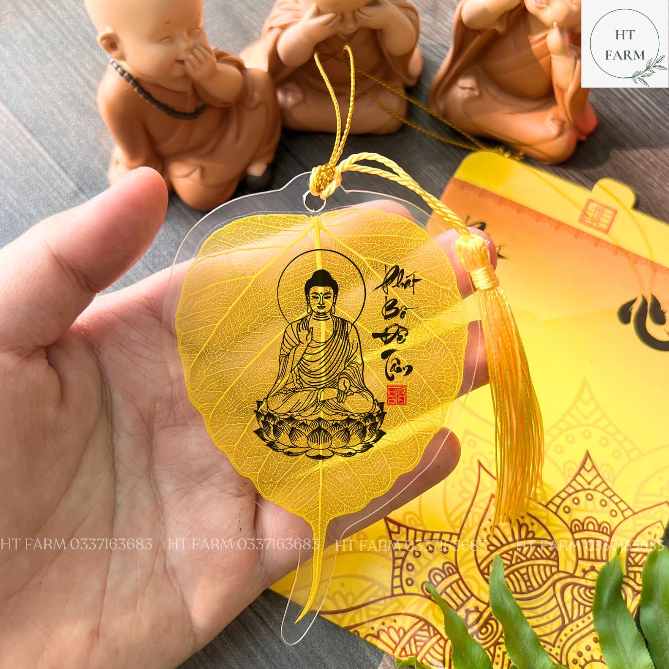 Lá Bồ Đề Bình An - Hình Đức Phật Thích Ca, Phát Bồ Đề Tâm (Cầu Bình An – May mắn, Hàng loại 1)