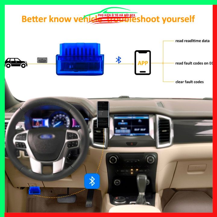 Đầu đọc lỗi ô tô mini Bluetooth kèm đĩa ELM327 Bluetooth OBD2 2.1