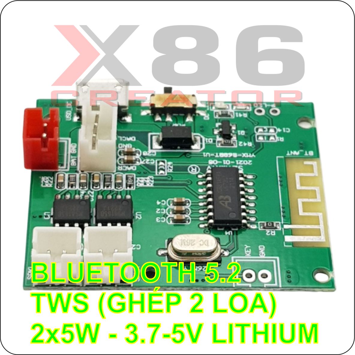 MẠCH CHẾ LOA BLUETOOTH 5.0 (TWS) MINI 2x5W - X86