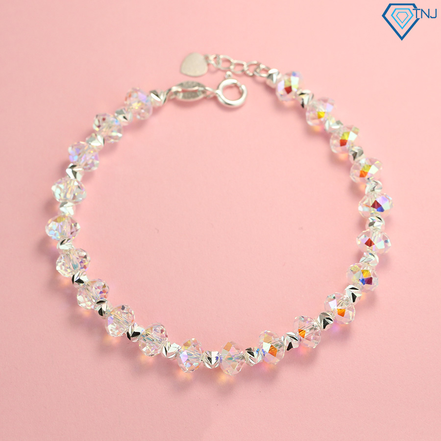 Quà 8 3 tặng mẹ sinh nhật ý nghĩa - Lắc tay pha lê dành cho nữ bằng bạc LTN0176 - Trang Sức TNJ