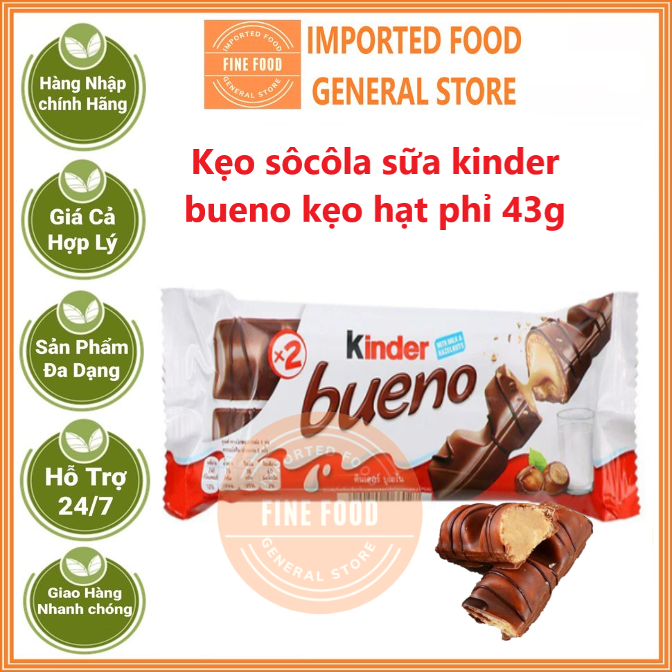 Kẹo sôcôla sữa kinder bueno kẹo hạt phỉ 43g