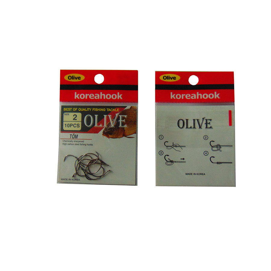 Lưỡi Câu Tôm Olive Korea Hook (giá nguyên vỉ)