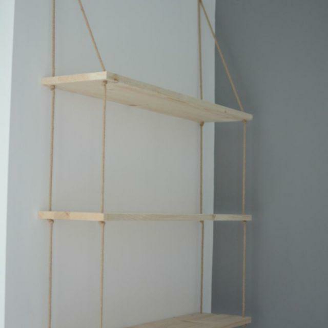 [HCM]KỆ GỖ DÂY THỪNG treo tường trang trí nhà size 30cm x 15cm lỗ 4 góc