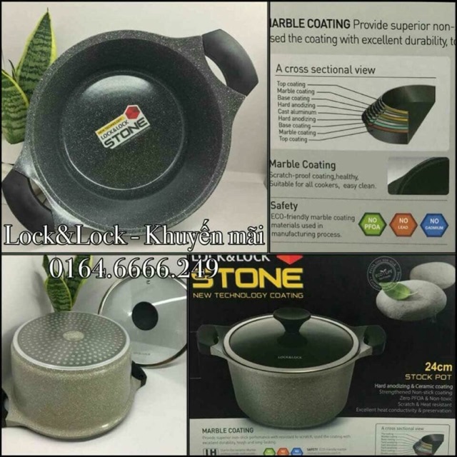 Nồi đá cao cấp marble stone 24cm lock&lock-lca6244d