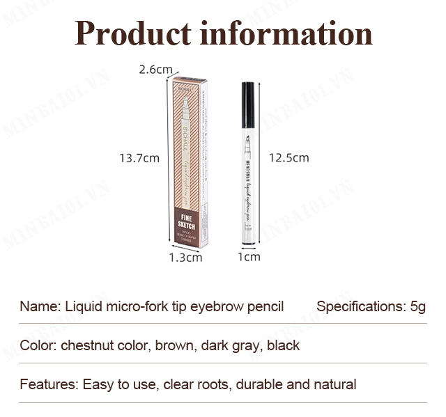 minbai01 Waterproof Eyebrow Shaping Slender Eyebrow Pencil