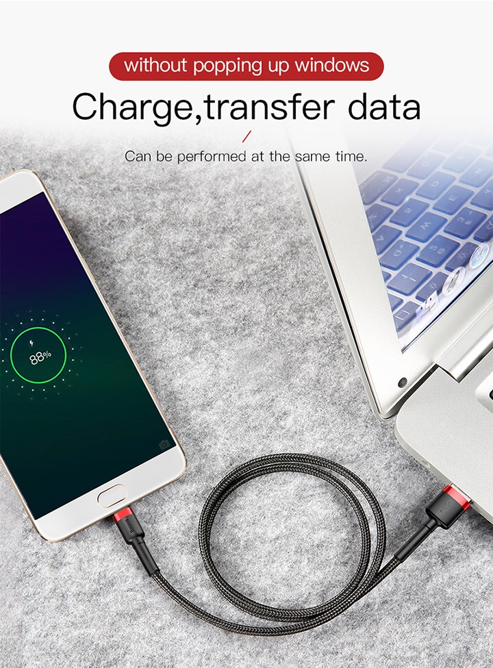 Cáp sạc nhanh Baseus Cafule Micro USB cho Smartphone Android Samsung/ Xiaomi/ Oppo/ Asus/ Huawei (2.4A, Quick charge 3.0)