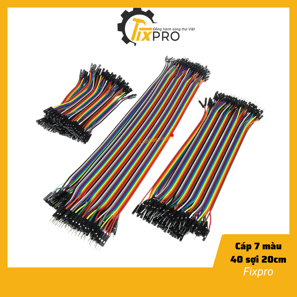 Dây cáp 7 màu, cáp bẹ, dây nối mạch 40p đực-đực dài 20cm - fixpro