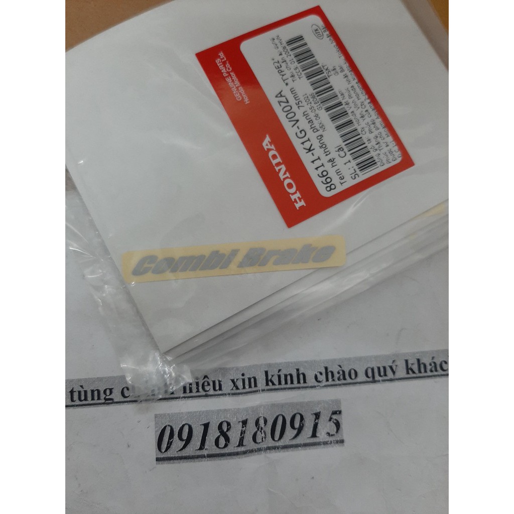 Tem combi brake 75mm trắng Tem hệ thống phanh 75mm honda giá 1 tem