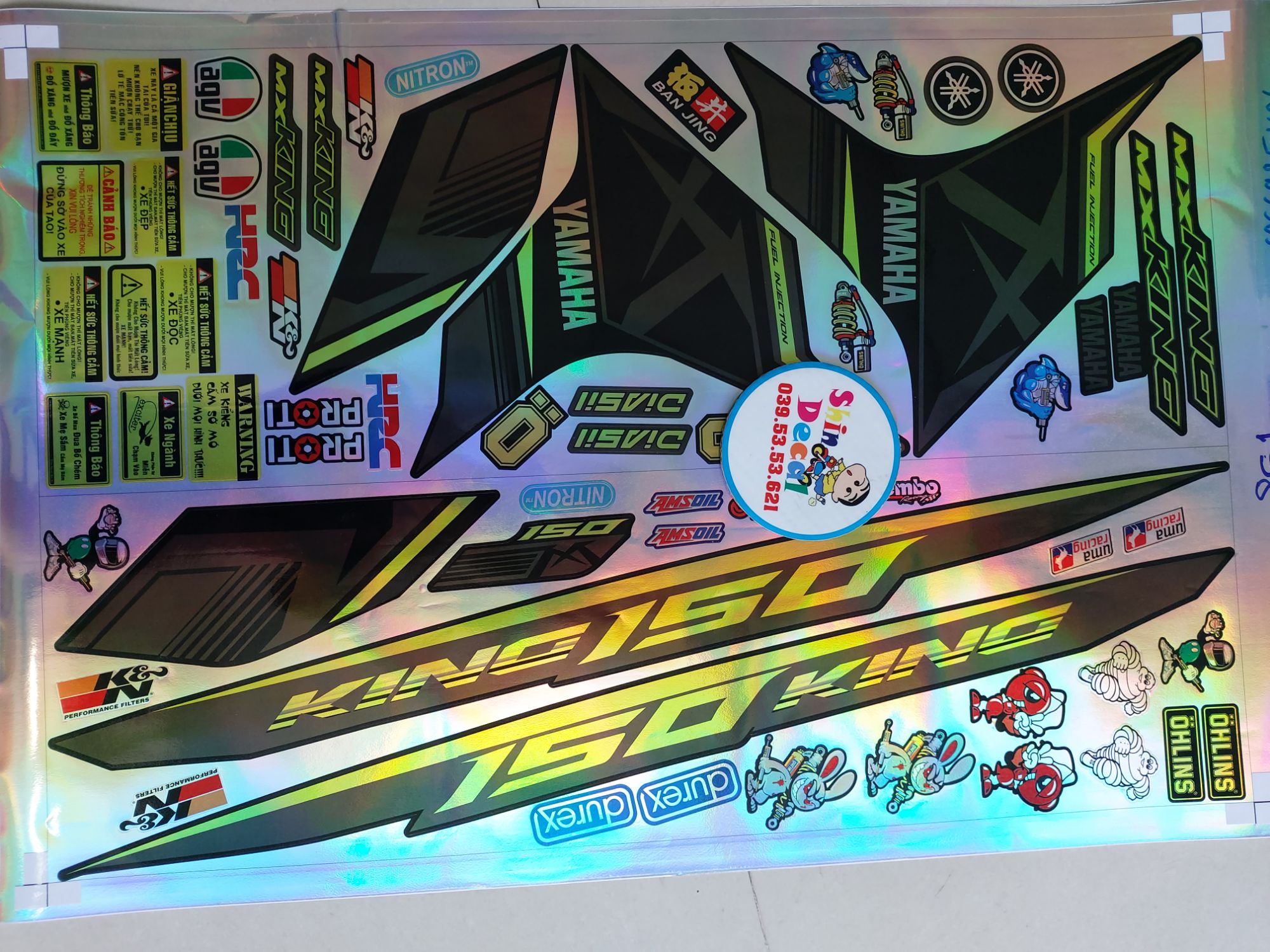 Tem exciter 150 mxking xám vàng titan 7 màu