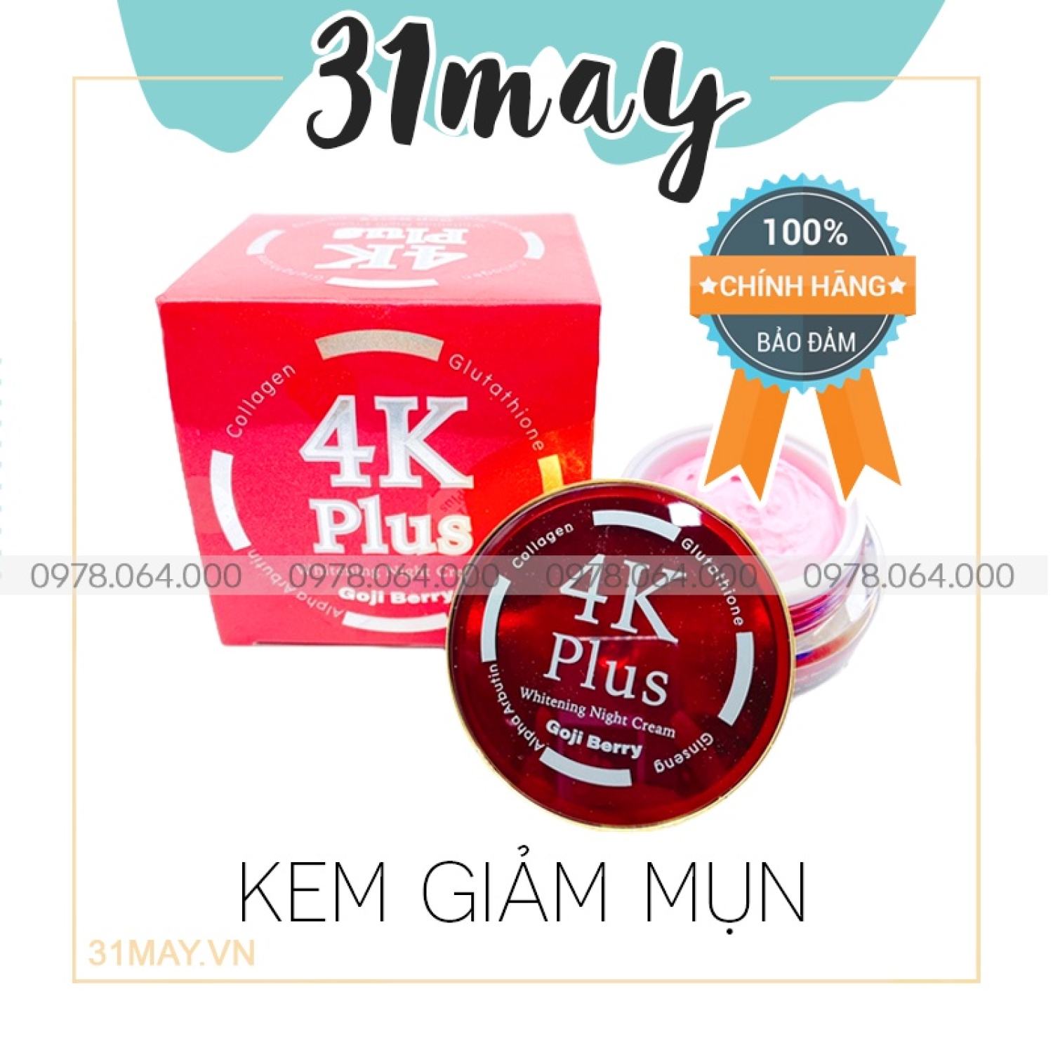 Kem face 4k plus berry goji hộp đỏ chính hãng - kem face thái lan giảm mụn