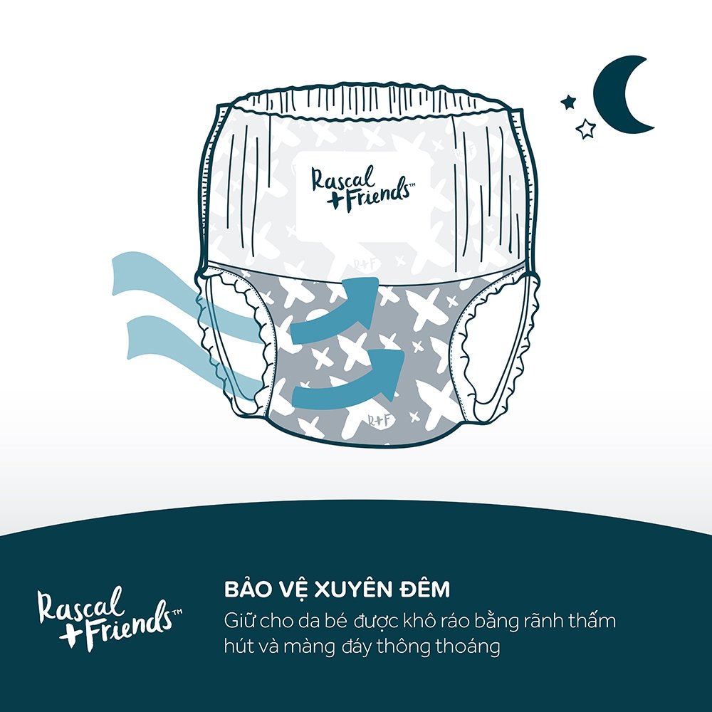 Tã/Bỉm quần Rascal & Friends cho bé 16kg- Size XL 46 miếng