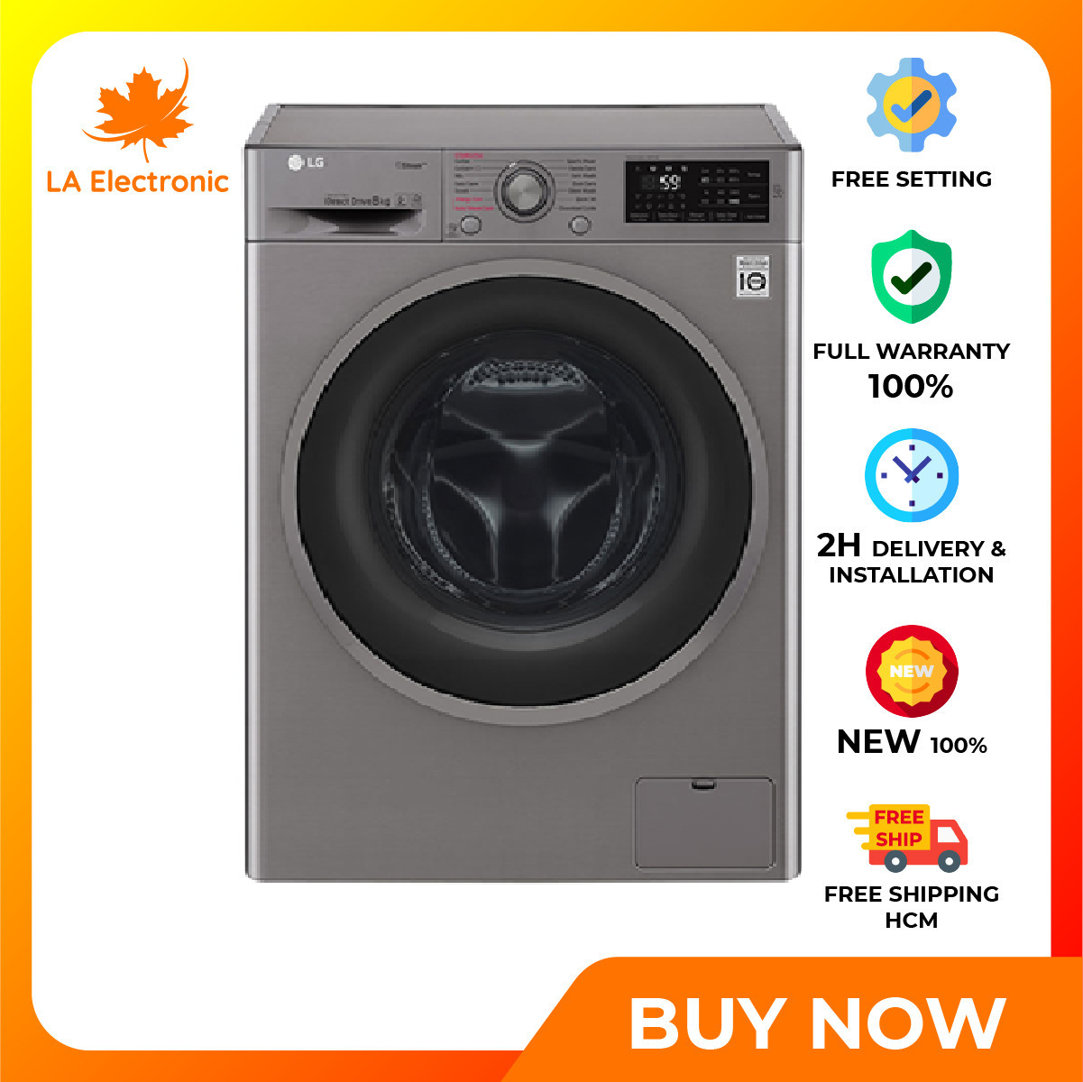 Trả Góp 0% - Máy giặt LG Inverter 8 kg FC1408S3E- Bảo hành 2 năm - Miễn phí vận chuyển HCM