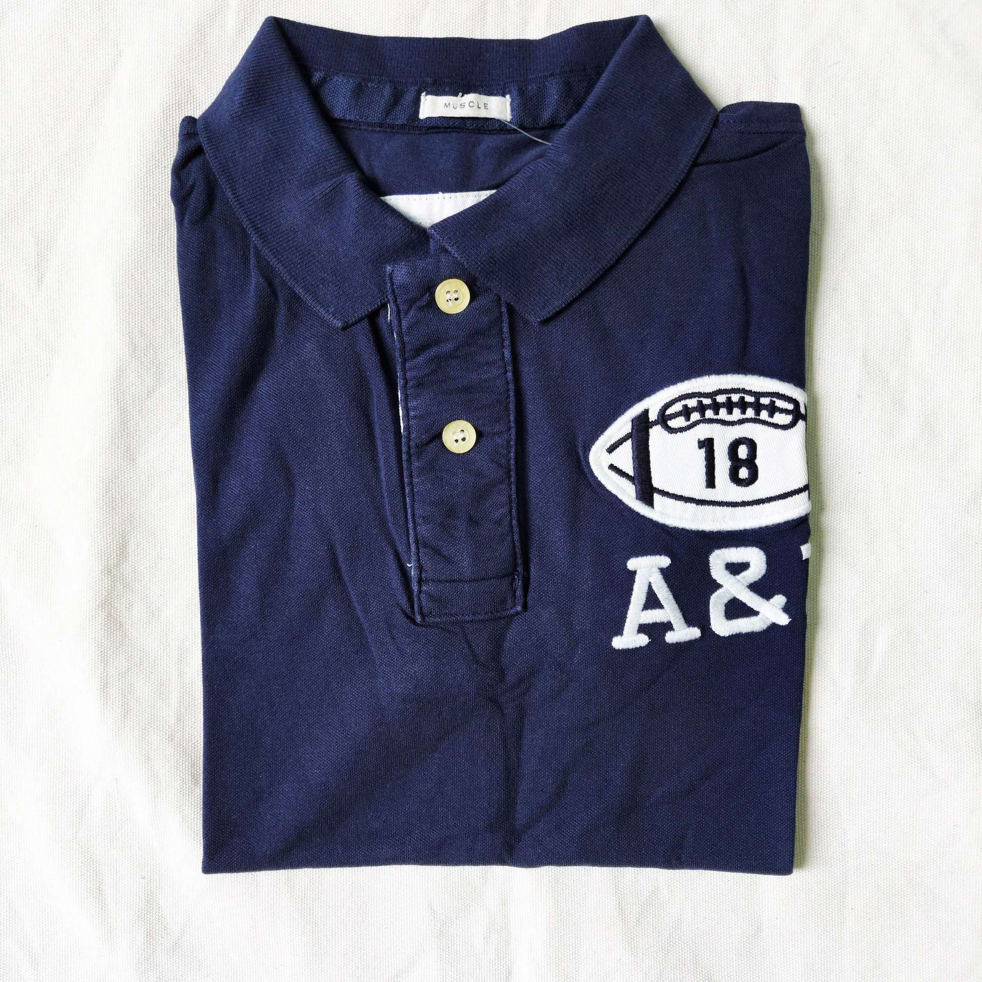 Áo thun polo Abercrombie Navy 18 Classic