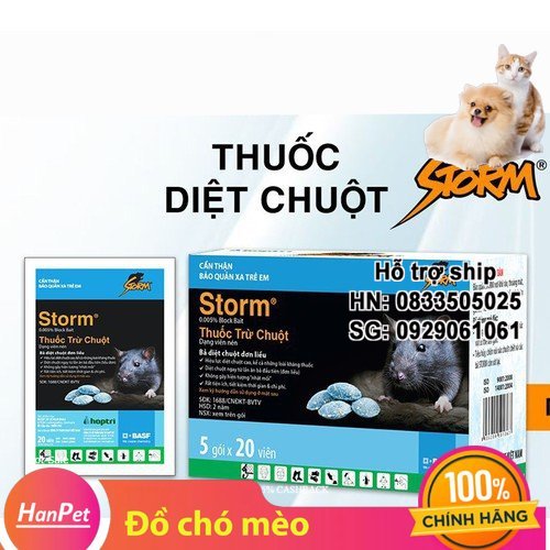 Hanpet - Storm túi 20 viên-Thuốc diệt chuột thông minh cơ chế chống đông máu