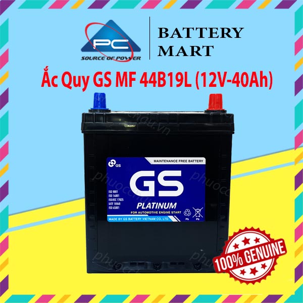 Bình ắc quy 12v-40ah, ắc quy ô tô gs mf 44b19l