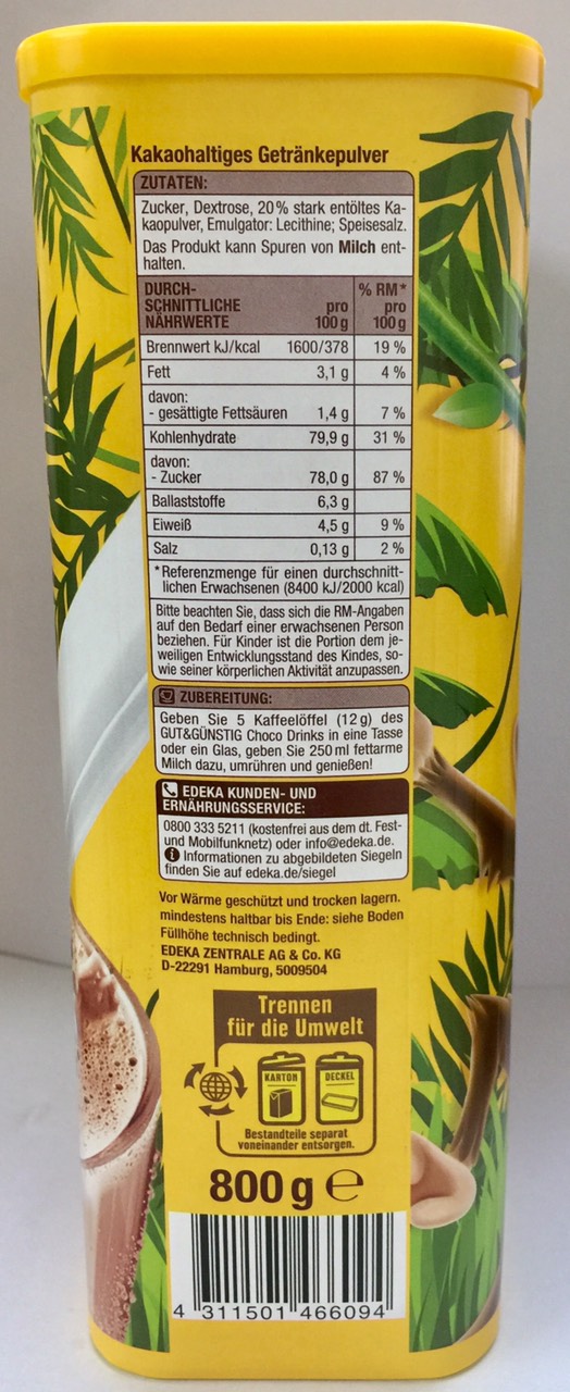 Bột cacao uống liền Edeka Choco Drink 800g