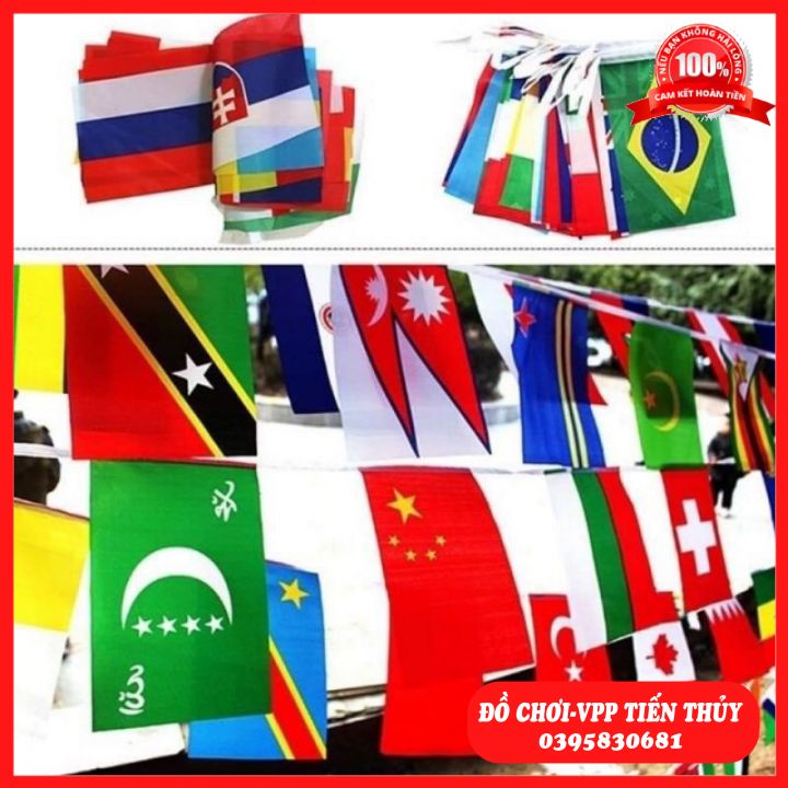 Dây cờ các nước, dây dài 10 m hàng đẹp