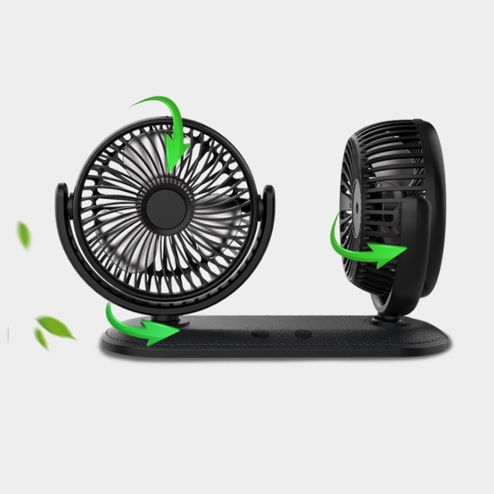 The mini double fan rotates 360 degrees