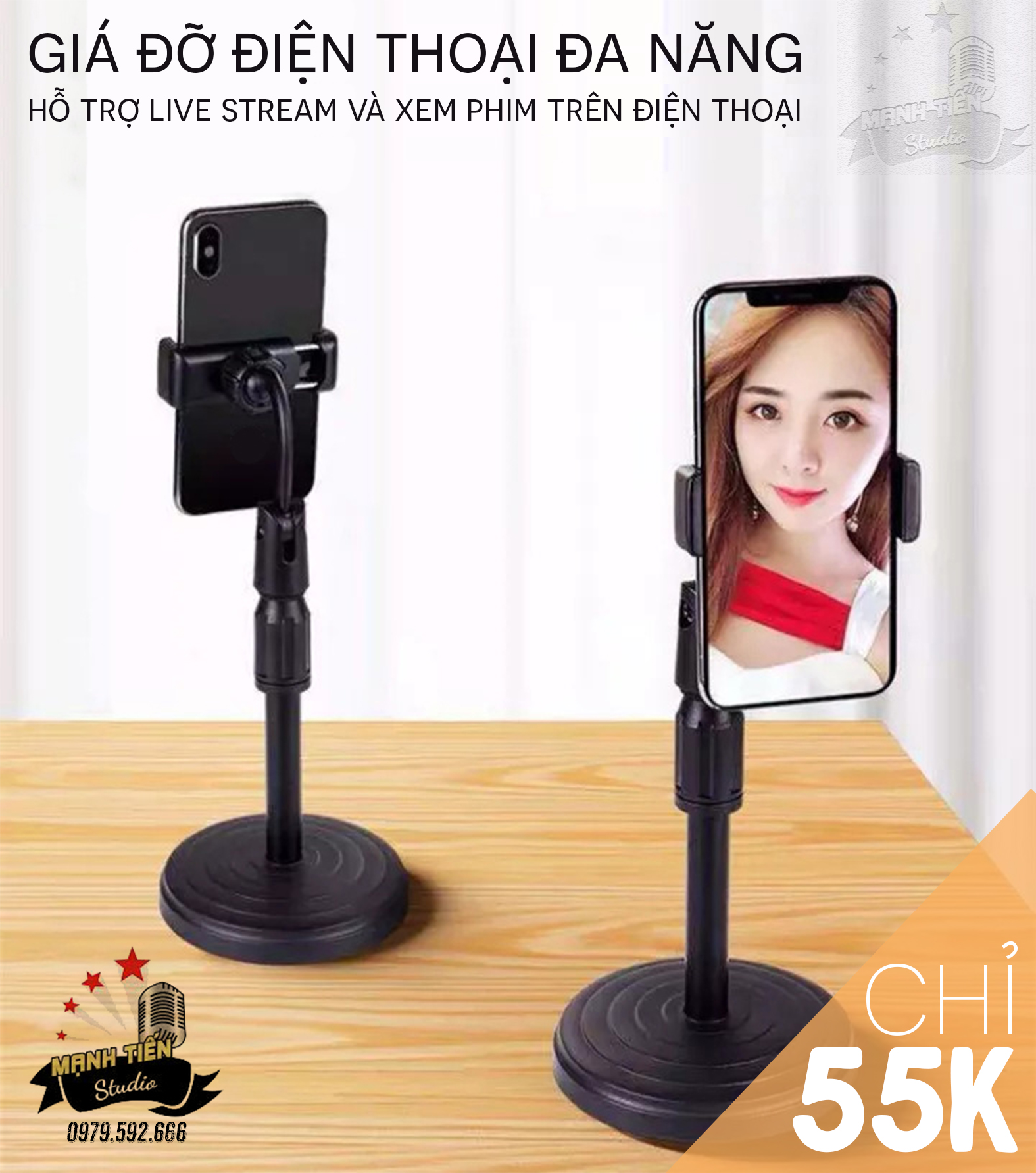 Giá đỡ điện thoại để bàn - kẹp điện thoại đa năng L7  - chân đế để bàn xoay 180 độ các khớp nối chắc chắn, dễ thao tác, nhỏ gọn, bền làm hoàn toàn bằng sắt và nhựa với trụ chắc chắn giá rẻ