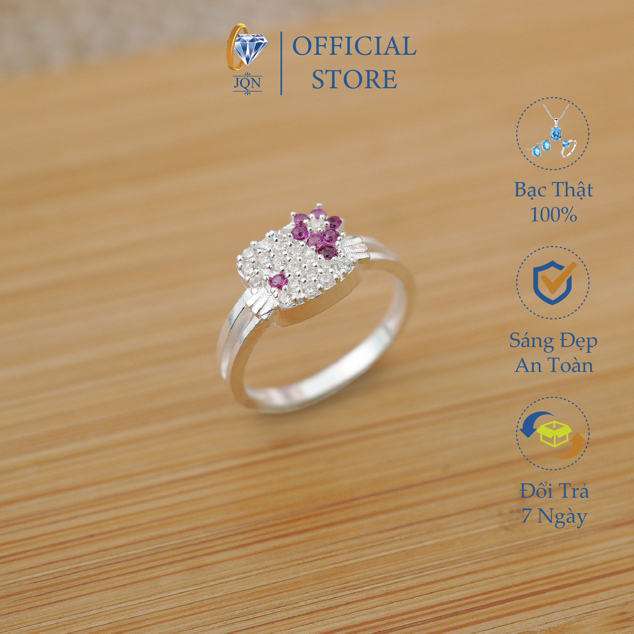 Nhẫn Bạc Cho Bé Mặt Kitty Xinh Xắn Trang Sức JQN Cam Kết Bạc Thật