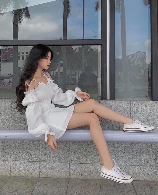 ✨ĐẦM RỚT VAI TAY BO ( CÓ ĐỆM NGỰC)