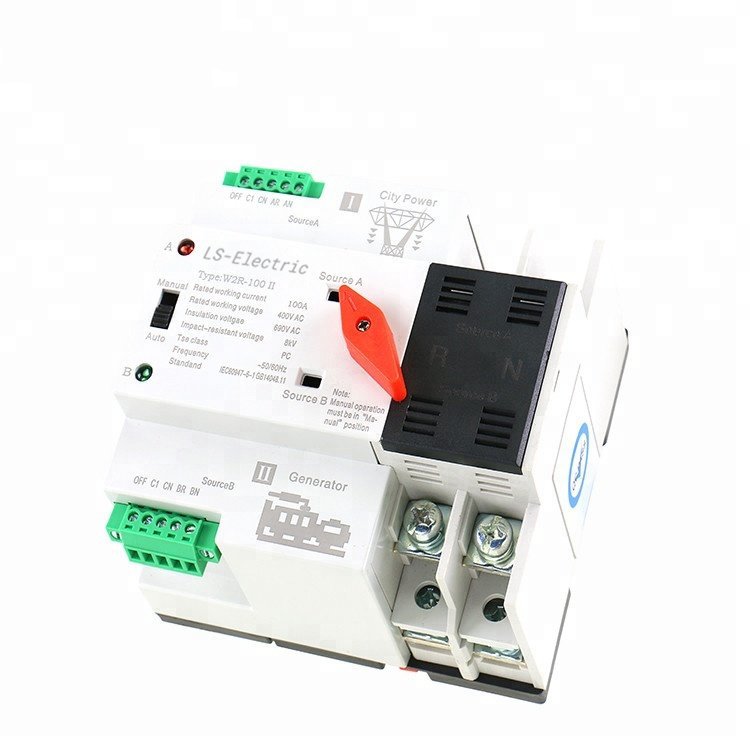 Cầu dao đảo chiều tự động LS-Electric ATS 2P-100A không gây mất điện (Loại tốt GEYA), bộ đổi nguồn điện tự động, at, ats, a, at dao chieu, thiết bị tiết kiệm điện, cong tac dao chieu