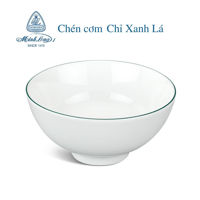Chén cơm sứ Minh Long viền xanh lá - chén cơm sứ minh long