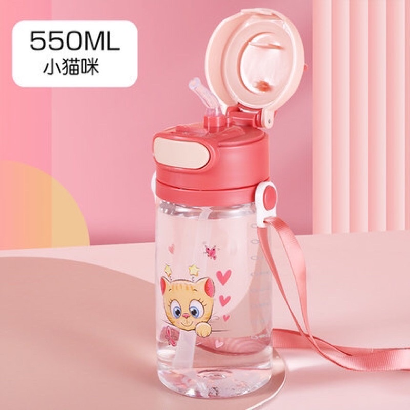 Bình nước học sinh 550ml dáng đẹp dễ thương
