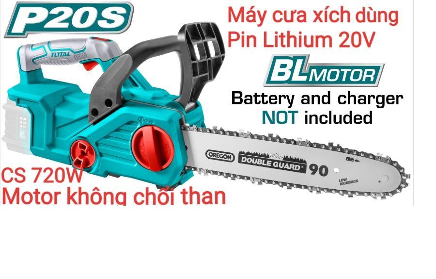 Máy cưa xích dùng pin lithium 20v total tgsli2001 không pin và sạc
