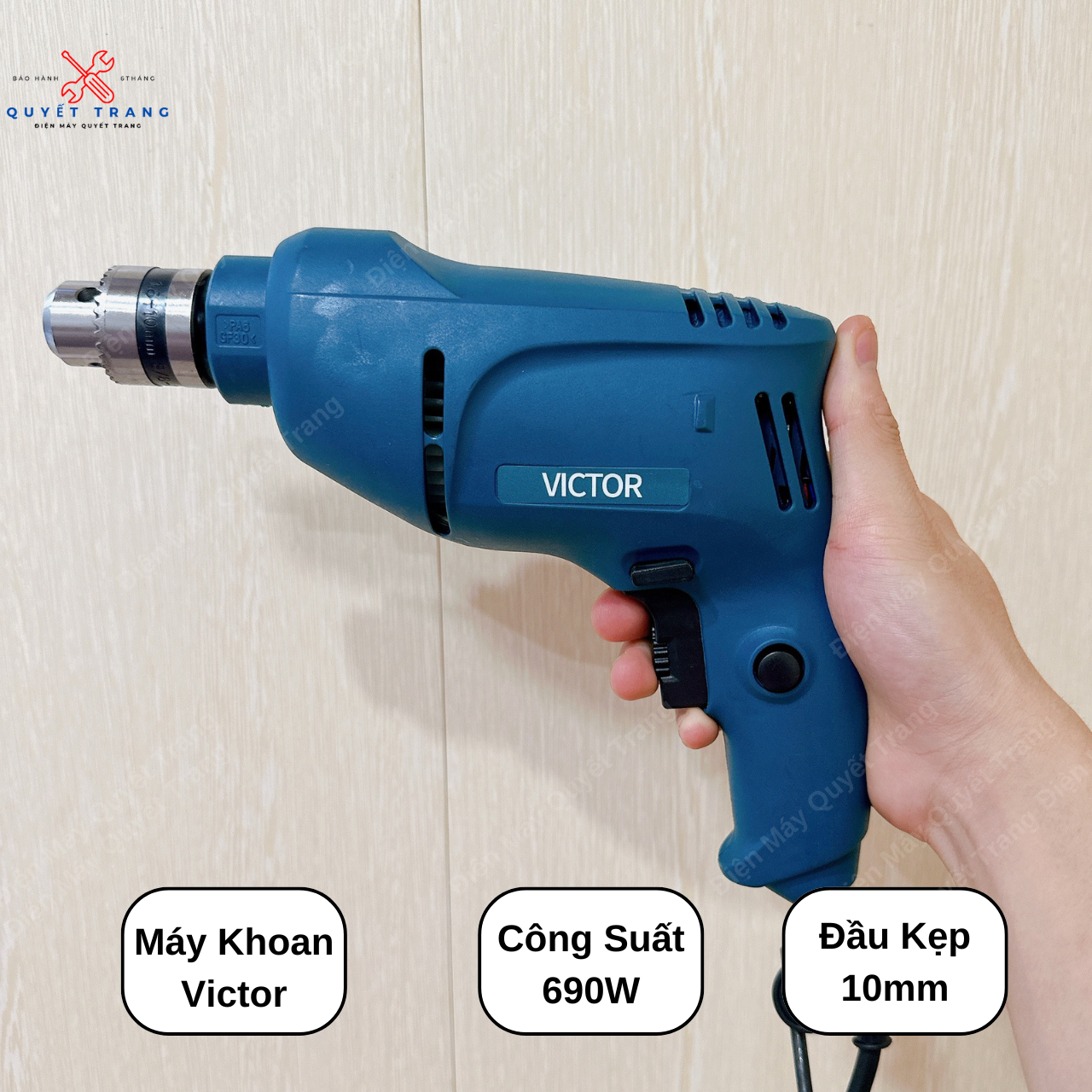 Máy khoan điện cầm tay nội địa trung đầu kẹp 10mm công suất 600w chuẩn lõi đồng 100%