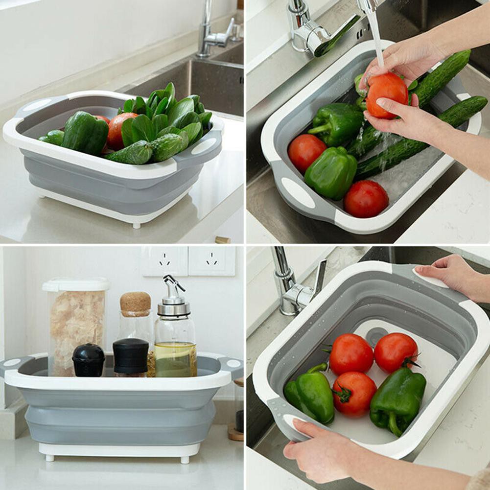 [HCM]Chậu rửa gấp gọn kèm thớt đa năng