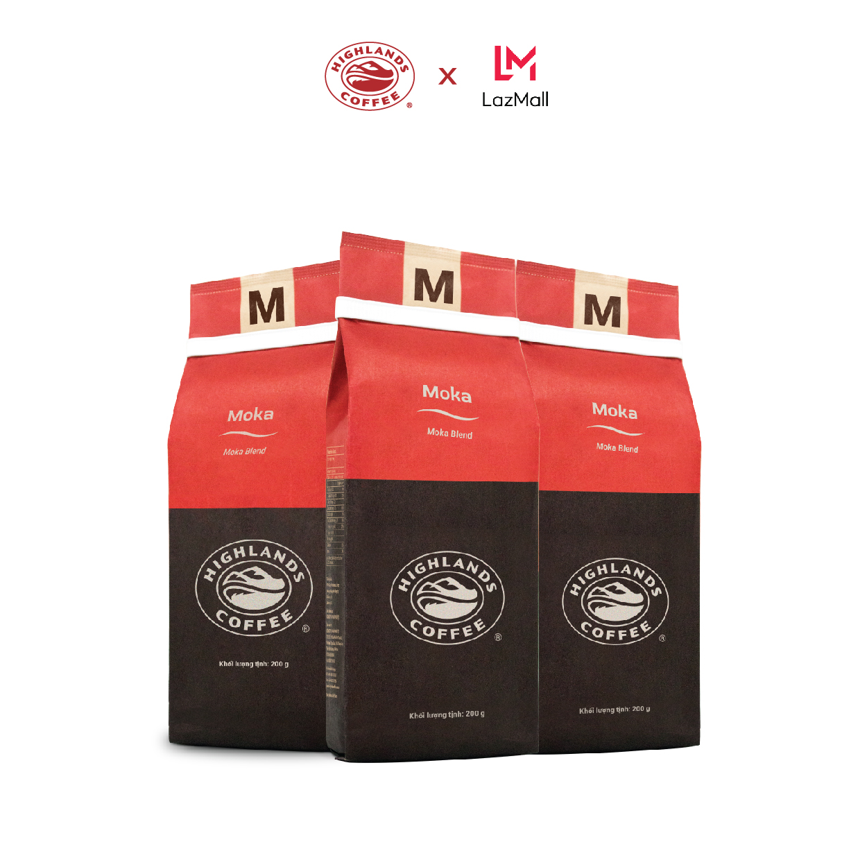 [Free 01 Highlands Stainless Steel Filter] Combo of 3 Moka Highlands Coffee Roasted and Ground Coffee 200g (Gift Included, Shown in the Cart, Please Check Carefully)