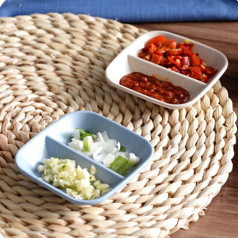 Đĩa đựng gia vị 2 ngăn bằng lúa mạch (bát nước chấm)