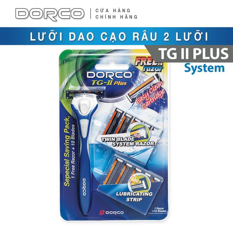 Dao cạo râu 2 lưỡi DORCO TG-II Plus System + 10 đầu thay thế giá rẻ