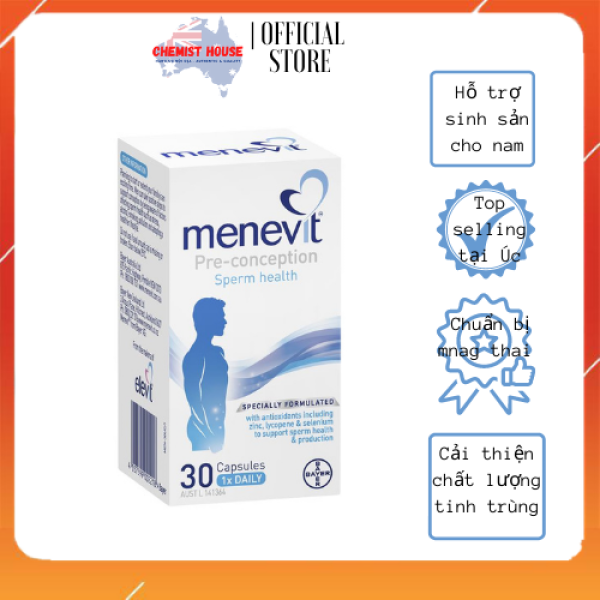 [Hàng Chuẩn ÚC] Menevit - Viên uống hỗ trợ sinh sản nam giới 30 viên nhập khẩu