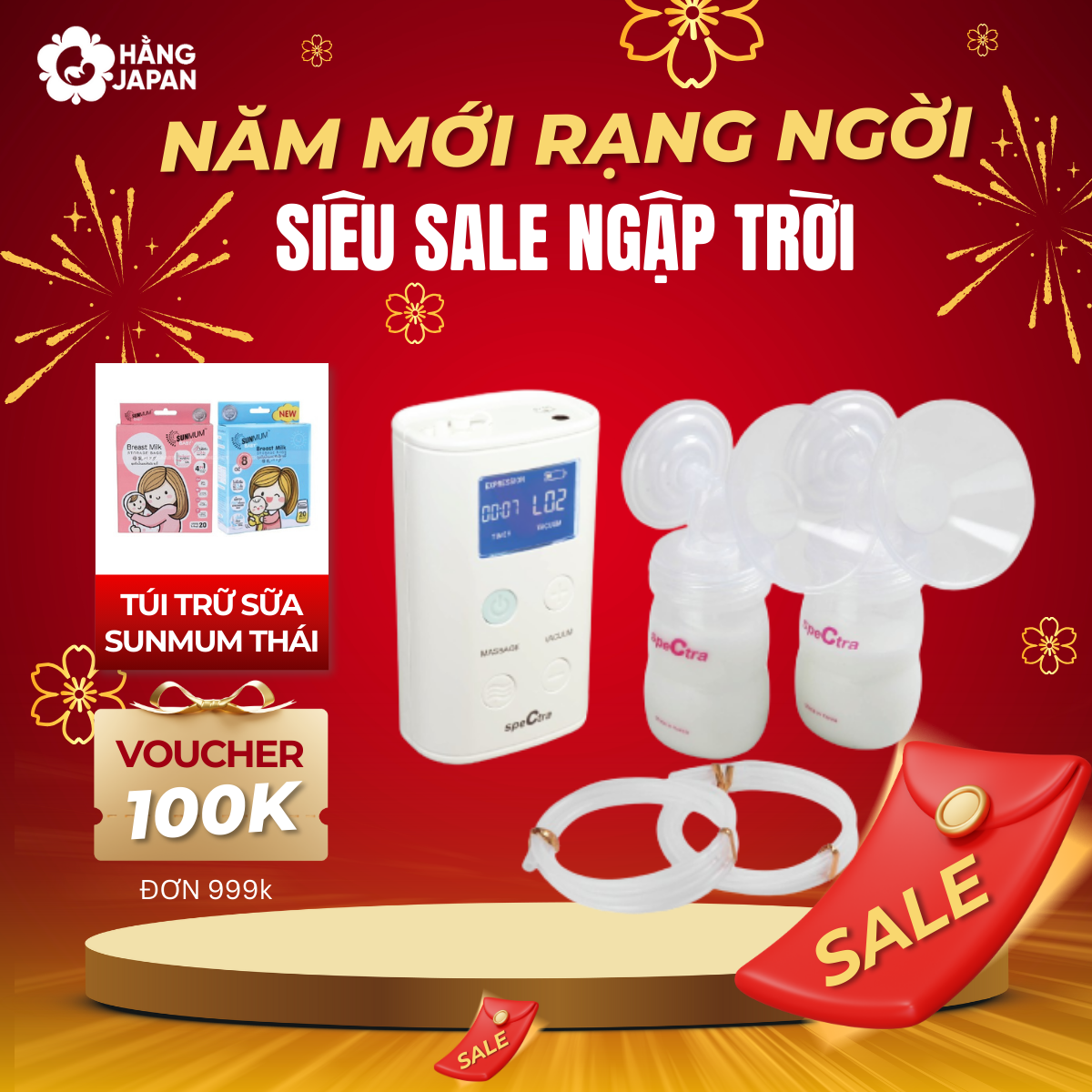 Máy hút sữa điện đôi Spectra 9 Plus - Bảo Hành 12 Tháng